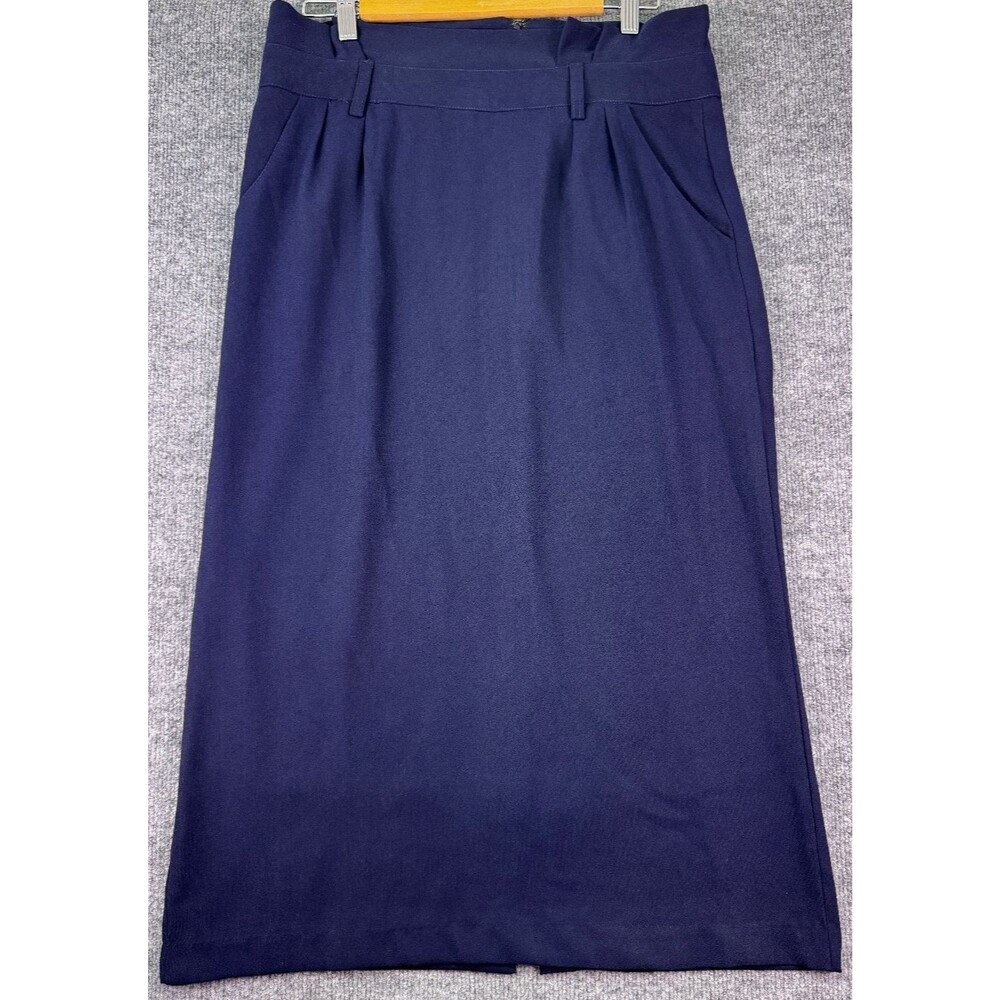 Sweet Salt Navy Pencil Midi Skirt Size 10 Modest Fit Back Vent Fully Lined